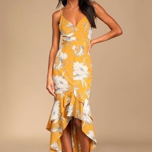 NWT Lulu’s Darling Daylily Mustard Yellow High-Low Dress